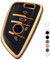 OFF WE GO Autoschlüssel Hülle Schlüsselhülle Cover für BMW X1 X2 X3 X4 X5 X6 Series 1 2 3 5 6 7 Schlüsselcover 3/4 Tasten Schlüssel Schutz Gehäuse, Schwarz Gold