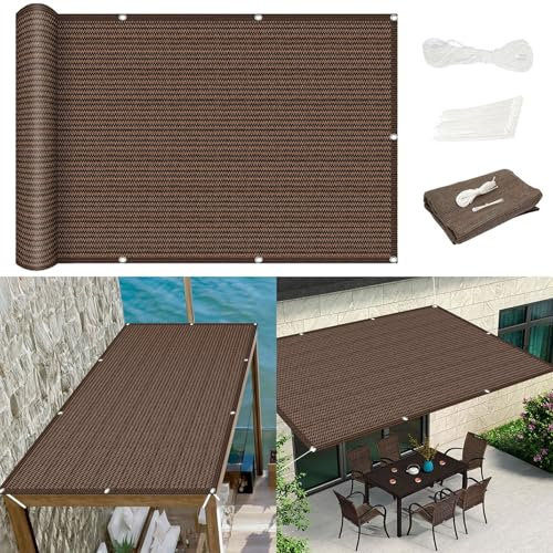 Sonnensegel 80 x 160 cm Atmungsaktiv Schattenspender Schattierungsnetz UV Schutz Atmungsaktiv mit Spannseilen für Balkon Terrasse Garten Outdoor, Braun