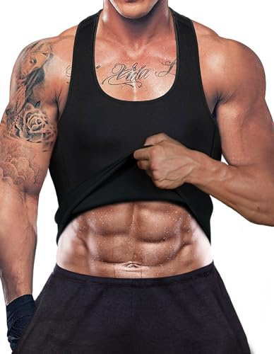 DownLTL Gilet de Sudation Homme Sauna Néoprène pour Minceur Ceinture de Fitenes Abdominale Gaine Sports Ventre Plat T Shirt Veste Débardeur