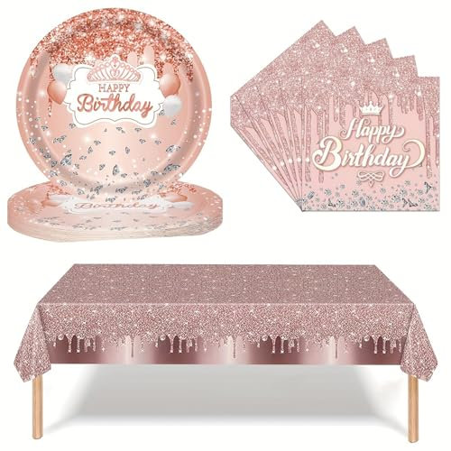Set di stoviglie per feste, decorazioni per feste con tovaglia Happy Birthday, piatti di carta, piatti di carta, accessori per feste di compleanno per bambini