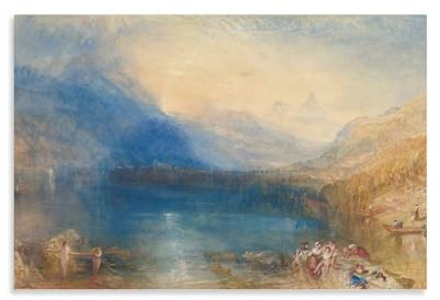 Joseph Mallord William Turner 1843, natürlicher Berg-Sonnenuntergang, hellblau und gelb, Badeposter, Leinwand, Wandkunstdruck, Poster, Foto, Gemälde, Poster, Raumdekoration, 30,5 x 45,7 cm