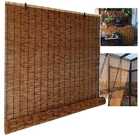 Persianas romanas de bambú para exteriores, cualquier tamaño, filtrado de luz, impermeable, anti-UV, persiana elevadora, ideal para patio, jardín, ventana, puerta, cocina