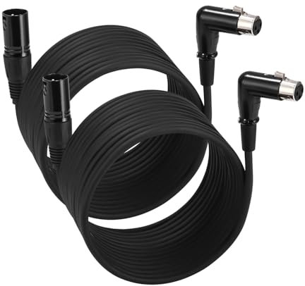 2 Pack Angle Droit XLR Câble,5M Professionnel symétrique Mâle vers Femelle Microphone Cable, Compatible avec Microphone, Table de Mixage, Caméra, Amplificateur, Alimentation Fantôme, Hautparleur