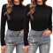Totatuit Damen 2 Pack Langarmshirt Set Tee Oberteil Warm Slim Fit Basic Tops für kalte Tage