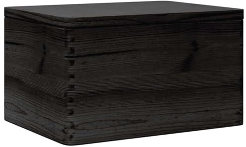 vidaXL Holzkiste mit Deckel Schwarz 40x30x23 cm Massivholz Kiefer, Holzaufbewahrungsbox, Holzbox, Holzschmuckkiste, Aufbewahrungsbox