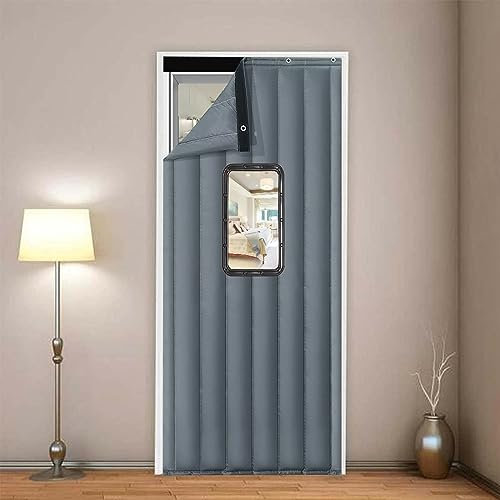 Tenda termica per porta con chiusura automatica, pannelli divisori, resistente alle intemperie, riduzione del rumore, porte in Oxford per cucina, mansarda, cantina, balcone (grigio)