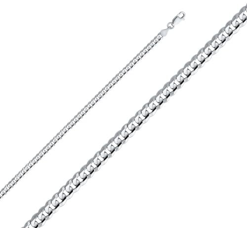 JewelryWeb 14 Karat Weißgold, Miami-Panzerarmband, 4 mm, konkav, Armband für Damen, 20 cm, Weißgold