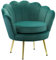 HOMCOM Lounge Sessel Samt Muschelsessel mit goldfarbenen Metallfüßen für Schlafzimmer, 76 x 67 x 74 cm, dunkelgrün