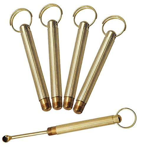 Vobumix 5pcs Snuff Spoon Wax Tool Keychain Cover Portable Medicine Spoons Scoop for Filling Vials, Medicine, Salt, Herbs, Keychain Pendant with Hanging Hole