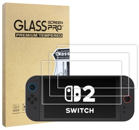 WD&CD 3 Stück Schutzfolie kompatibel mit Nintendo Switch 2, HD Displayschutzfolie, 9H Härte, Anti-Bläschen, Anti-Kratzen