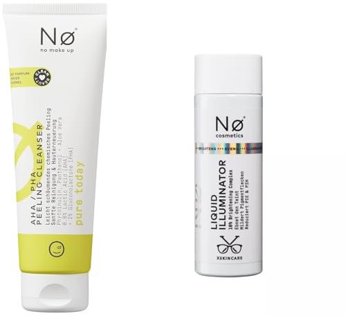 No Cosmetics Set – AHA/PHA Peeling Cleanser & No Cosmetics Flüssiger Illuminator 100 ml + Purelife Sticker