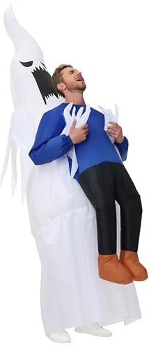 Anroong Inflatable Costume for Adult Kids Ghost Abduction Costume Halloween Blow Up Ghost Costumes Fancy Dress Men Boys Cosplay Party (Ghost-Adult)