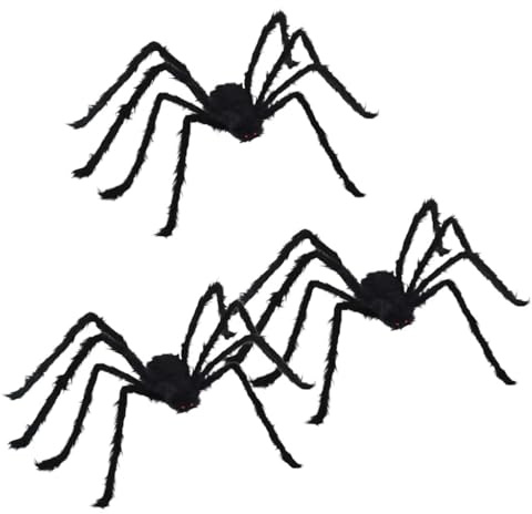 vidaXL Halloween Spider Decoration 3 pcs Black 150 cm Polyester, Halloween Decor, Spooky Living Room Arrangements, Gothic Party Essentials, Portable Spider Displays, Seasonal Garden Accents