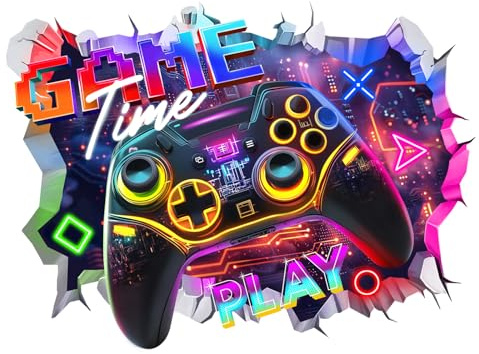 FUFUQUARE Stickers Muraux Gaming Effet 3D Autocollant Mural Manette de Jeu Game Time Décoration Murale Design Moderne pour Chambre Garçon et Ado Salle de Jeux