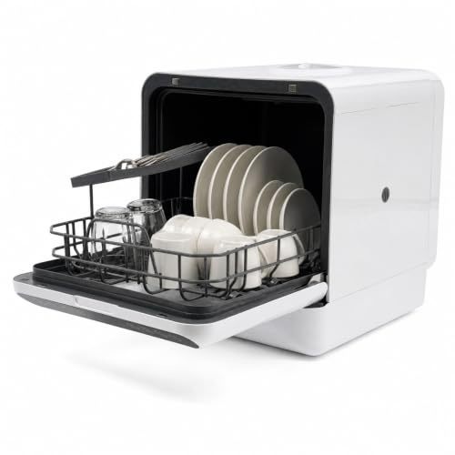 Mini lave-vaisselle de table, 1100 W, de 6 l, avec 4 modes de lavage, séchage à air chaud, 2 niveaux, sans installation, pour famille de 4 à 6 ans, camping
