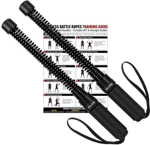Cuerdas de batalla sin cuerda pesadas, equipo de entrenamiento inalámbrico portátil resistente para gimnasio en casa con agarres de espuma, videos de ejercicio | HIIT, fuerza, entrenamiento