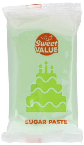 Sweet Value Sugar Paste Pâte à Sucre, Grass Green, 200 g | Fondant pour Recouvrir, Modeler et Décorer les Gâteaux, Souple, Élastique et Résistant aux Déchirures