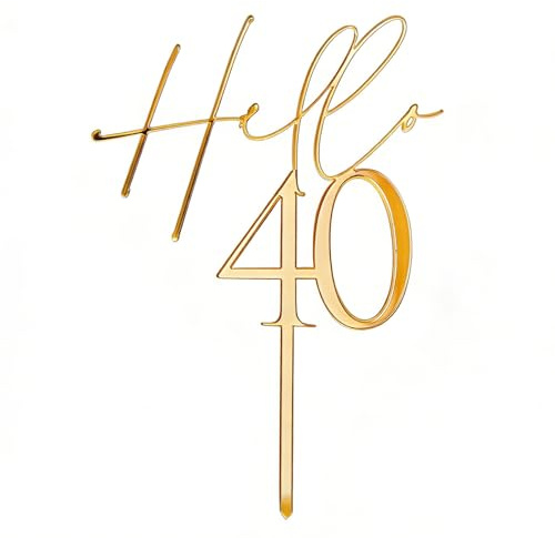 Cake Topper Geburtstag,Tortendeko 40th Geburtstag Mann Frau,40.Kuchen Toppers Deko,Gold Zahlen Party Kuchendeko,Goldene Acrylic Mirror Jahrestag Tortenaufsatz,für Jubiläum 40 Jahre Wedding Geburtstags