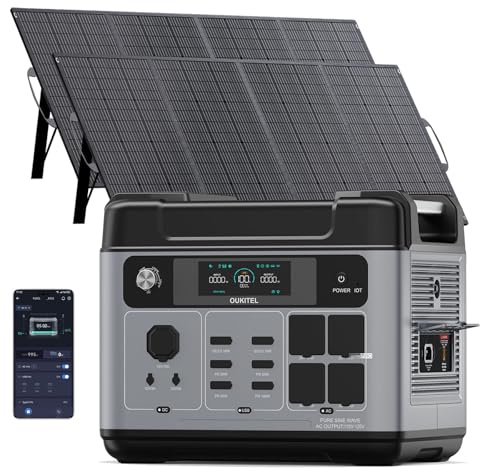 OUKITEL P2001E Pro Solargenerator, 3200W Tragbare Powerstation 2048Wh | 6400W Peak, LiFePO4 Batterie mit 2X200W Solarpanel, 13 Ausgänge, 1 Std Schnellladung, für Camping/Wohnmobil/Off-Grid/Garten