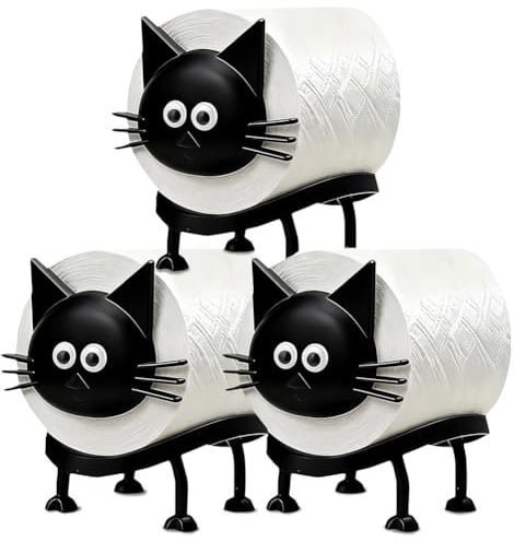 2/3 PCS Toilettenpapierhalter mit Katze, Katzen-Toilettenpapier Aufbewahrung, Lustiger Toilettenpapierhalter Katze Schwarz für Toilettenpapier, Klopapierhalter oder als Geschenk (3 Stück)