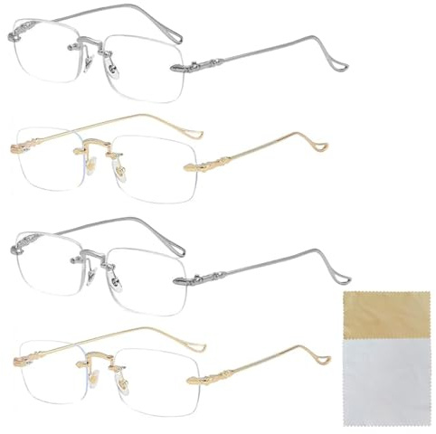 Lwezgi 4 Stück Intelligente Zoom Brille, Automatische Zoom Brille für Männer Und Frauen, Lesebrille mit Blaulichtfilter, Angenehm zu Tragen, Geeignet für Nah und Fernsicht