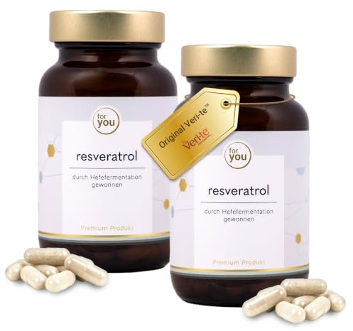 for you Resveratrol 2x 120 Kapseln | Markenrohstoff Veri-te™ 150mg Trans-Resveratrol pro Kapsel | vegan & ohne Zusätze