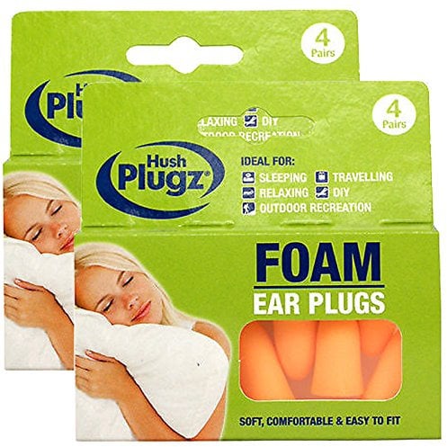 Hush Plugz Orange Foam Earplugs (2 Packs (8 Pairs))
