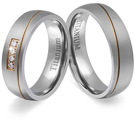 Juwelier Schönschmied - Damen Partnerringe Eheringe Mulini Titan Zirkonia 52-64 T4HDac - Kostenlose Wunschgravur mit AMAZON KONFIGURATOR online gestalten!