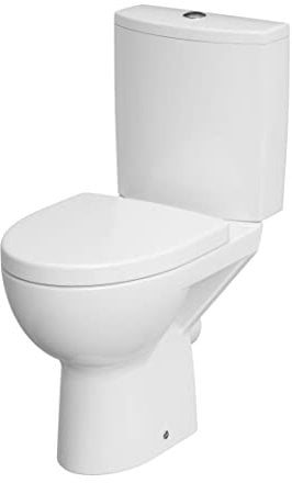 CERSANIT Stand WC mit Spülkasten Komplett | Toiletten mit Toilettensitz aus Duroplast mit Absenkautomatik | Kloschüssel mit Waagerecht Ablauf - 36 cm Breite | Stand WC aus Keramik | Farbe: Weiß