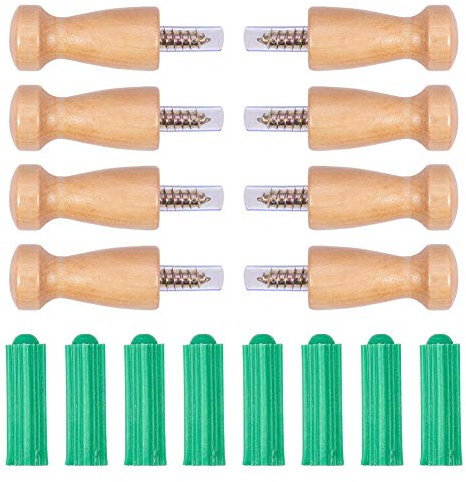 INCREWAY Screw-on Shaker Pegs, 8Pcs Metal Wall-Mount Coat Hook Solid Wood Hook Head Wood Shaker Rack for Hanging Clothes Hat Towel