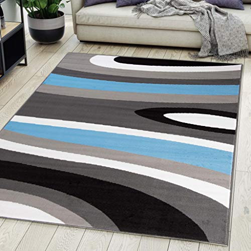 Carpeto Rugs Teppich Wohnzimmer Kurzflor Grau Modern Geometrisch Muster Öko-Tex 80 x 150 cm