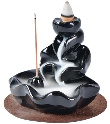 Rückfluss Räuchergefäß Wasserfall, Keramik-Wasserfall-Räucherkegel mit 10 Aromatherapie-Ornamenten für Zuhause, Dekoration, Geschenk