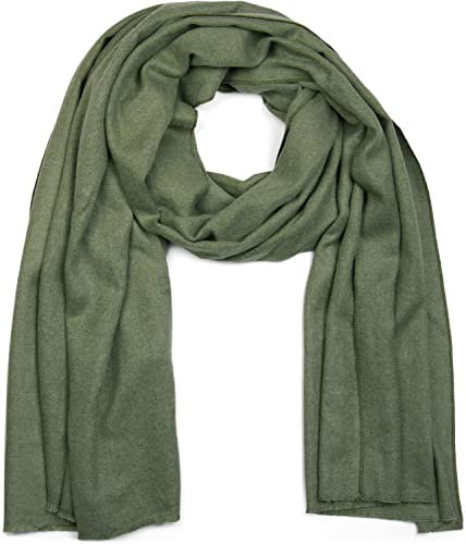 styleBREAKER weicher Stola Schal in Unifarben mit Fransen, Tuch, Unisex 01017070, Farbe:Grün