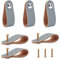 GORGECRAFT 6Pcs Leather Drawer Pull, Nordic Wardrobe Cabinet Door Handle, Single Hole Furniture Hardware Pulls for Cupboard Drawer- 141x24.5mm, Grey