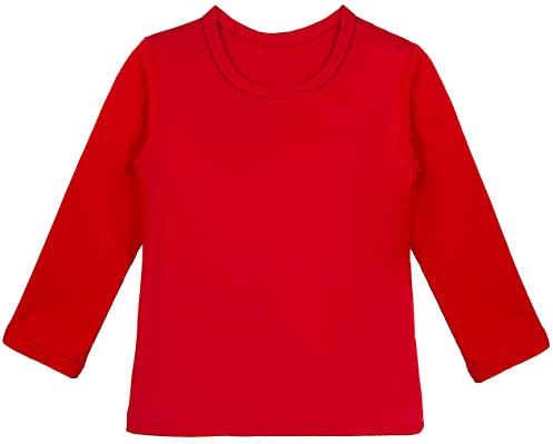 Lilax Girls' Basic Long Sleeve Round Neck Cotton T-Shirt 5 Red