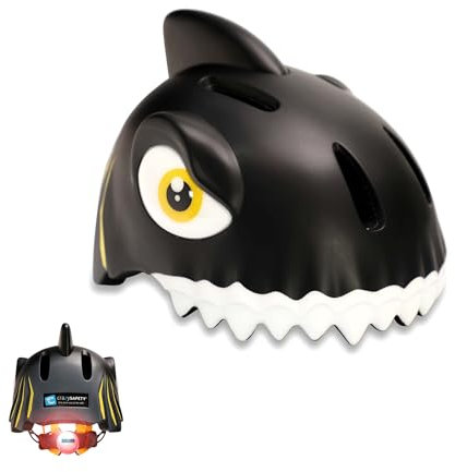 Crazy Safety Kinder Fahrradhelm | Fahrradhelm Kinder 2-7 Jahren für Fahrrad, Skateboard, Radsport, Laufrad, Tretroller, Inlineskates | Leichter und Verstellbarer 3D Tierhelm 49-55 cm (Hai Schwarz)