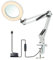 Neoglint Lente Ingrandimento con Luce,Lente D'ingrandimento 8X,64 LED Dimmerabili,12W 1200 lm,3 Modalità Colore,10 Livelli di Luminosità,Braccio Oscillante e Morsetto,Lampada Estetista(bianco)
