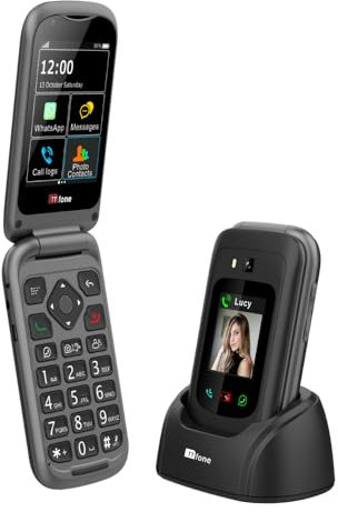 TTfone TT970 Whatsapp 4G Touchscreen Senior Big Button Flip Mobile Phone - Pay As You Go Prepaid - Easy and Simple to Use (£0 Credit, Vodafone)