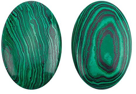 nbeads 2 Stück Grüner Malachit Stein, Schabende Massage Werkzeuge Handflächen-Steine Massage-Steine Ovale Form Poliert Palm Daumentaschen Stones Für Schabemassage
