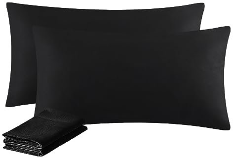 Aisbo Kissenbezug 40 x 80 2er Set - Kopfkissenbezug 40x80 Schwarz mit Reißverschluss aus Mikrofaser, ÖKO-TEX Kissenhülle 40x80cm, Weich und Bügelfrei