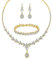 Zolkamery Femme Parure Plaquée Or, Tiges Chaîne Pendentif Hypoallergénique, Ensemble de Bijoux Boucles d'oreilles Collier Bracelet Fleur avec Zircon Cubique 5A Blanc, Robe de Mariée Mariage