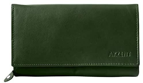 Akzent Damen-Geldbörse Leder RFID Schutz Querformat 10,1 x 17,2 cm 3000437 (grün)