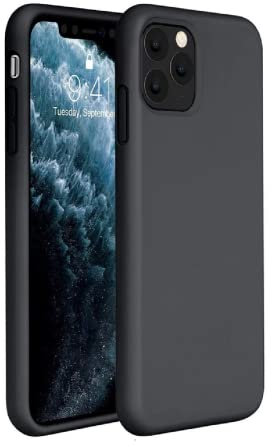 Liquid Silicone Case Compatible with iPhone 14 Pro, Full Body Shielding Covered Gel Rubber Case Cover with Microfiber lining, Anti-Shock Cover Drop Protection, Black Silicone Gel Case 6.1 inch- Black