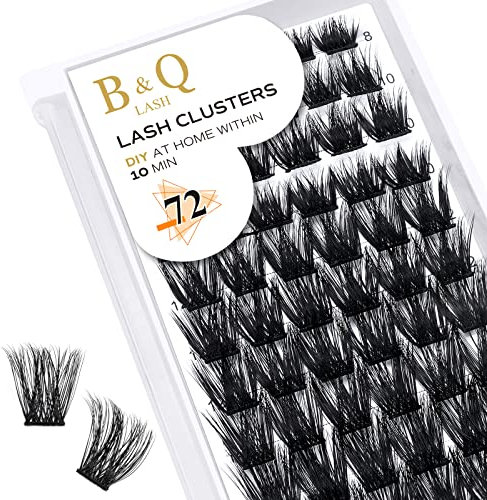 BQ Lash Einzelne Wimpern 72 Clusters Farbige Wimpern Einzeln zu Hause Cluster Lashes B06 B01 B02 B09 Schwarz Wimpern für DIY Wimpernverlängerung DIY Wimpernbüschel (B06,D-8-16MIX)