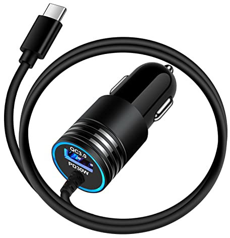 USB C Car Charger, Car Phone Charger Fast Charging for Google Pixel 7a/7 Pro/7 6a/6 Pro/6 5a/5, Samsung Galaxy A14 5G A54 A13 A53 S23 S22 S21, 48W 2-Port Fast Car Charger Adapter with 3ft Type C Cable