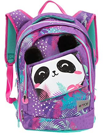 Go Pop – erweiterbarer Rucksack – mit 3 austauschbaren Frontgrafiken und Pop-Up, 3 Fächer mit Reißverschluss, gepolsterter Rücken und Schultergurten, geeignet für die Grundschule, 31 L x 43 H x 17,5 T