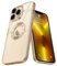 Pepmune for iPhone 13 Pro Max Case Clear, Logo View Design with Camera Lens Protection Luxury Plating Bumper Shockproof TPU Back Cover Soft Slim Phone Cases,Gold