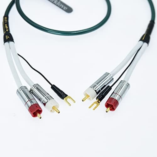 15ft Ultra Low Noise Dual Audio 2 RCA to RCA Male Cable Balance Ground Wire of Turntable Independent Shield-rcaed Signal Line Preamp LP Vinyl Record Player Amplifier Chassis Gold-RCA Plated Connector