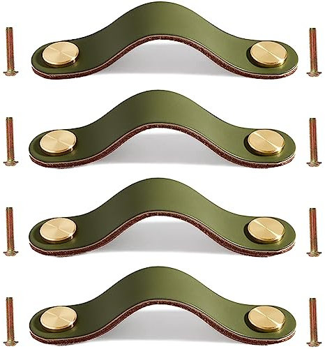 Ledergriffe für Möbel 4 Stück ledergriffe für schränke, schubladengriffe leder, ledergriffe kleiderschrank, leder handgriffe für Küche, Bad, Schränke, Kommode, Holz, Kleiderschrank, 16,8cm