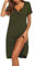 Ekouaer Chemises de Nuit Femme Manche Courte Vêtements de Nuit Bouton Robe de Nuit Pyjama Casual, Armée Verte, M